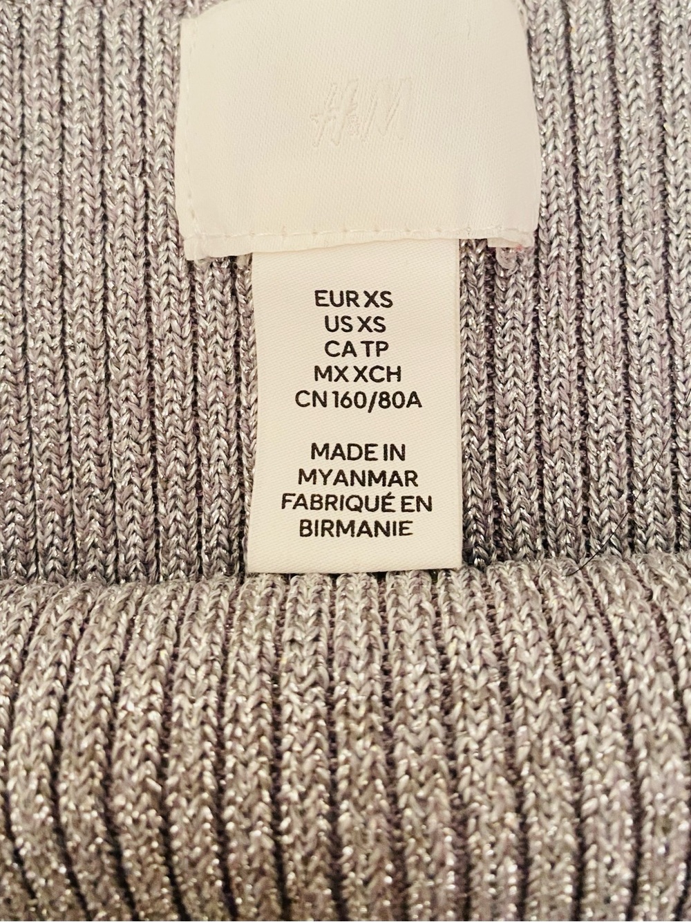 Silver shimmery Ribbed Camisole/Tank Top (cropped) - Picture 7 of 7